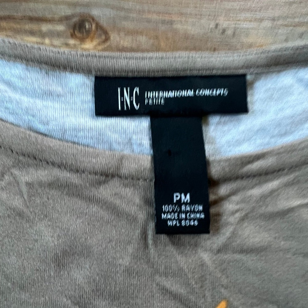 INC International Concepts Women Medium Petite MP Brown Orange Y2K Floral Top - Picture 3 of 8